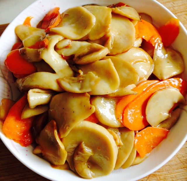 奶糖水果糖棒棒糖做的老丁的私房菜美极杏鲍菇