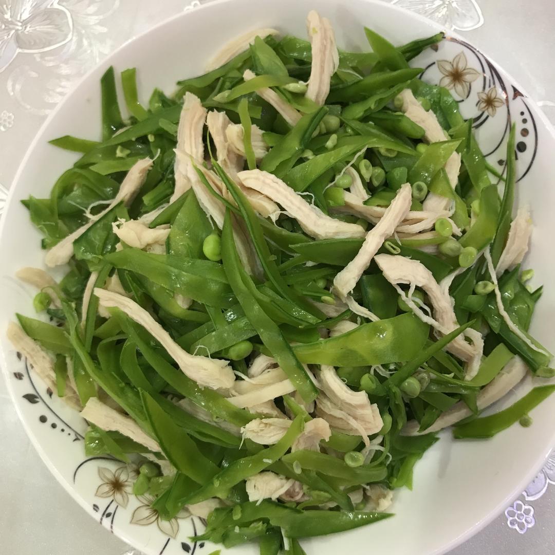 荷兰豆凉拌鸡丝
