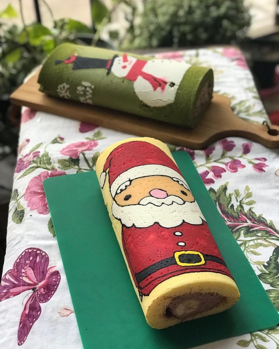 超细腻平整彩绘蛋糕卷   多层次不易溶化内馅