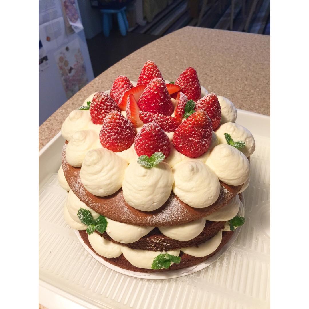 【零失败】不会裱花没关系的水果裸蛋糕 芒果裸蛋糕 完美戚风胚