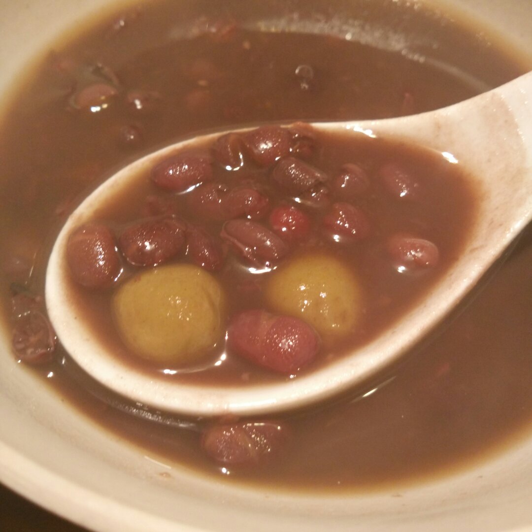 双拼抹茶小圆子红豆汤