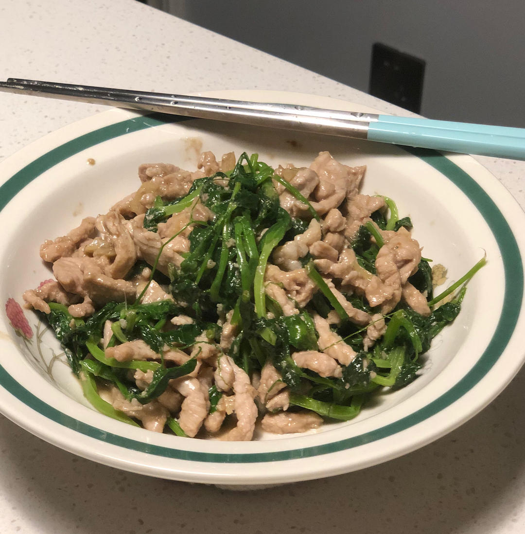 家常快手菜/豌豆苗肉丝