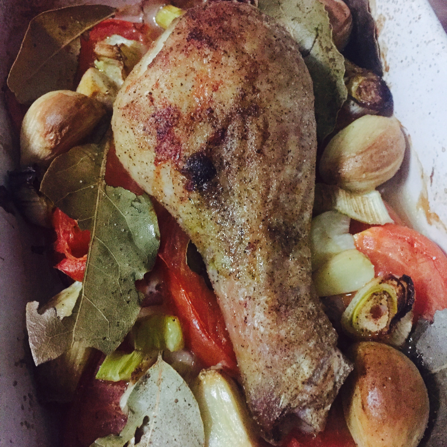 香蒜蕃茄烤鸡腿