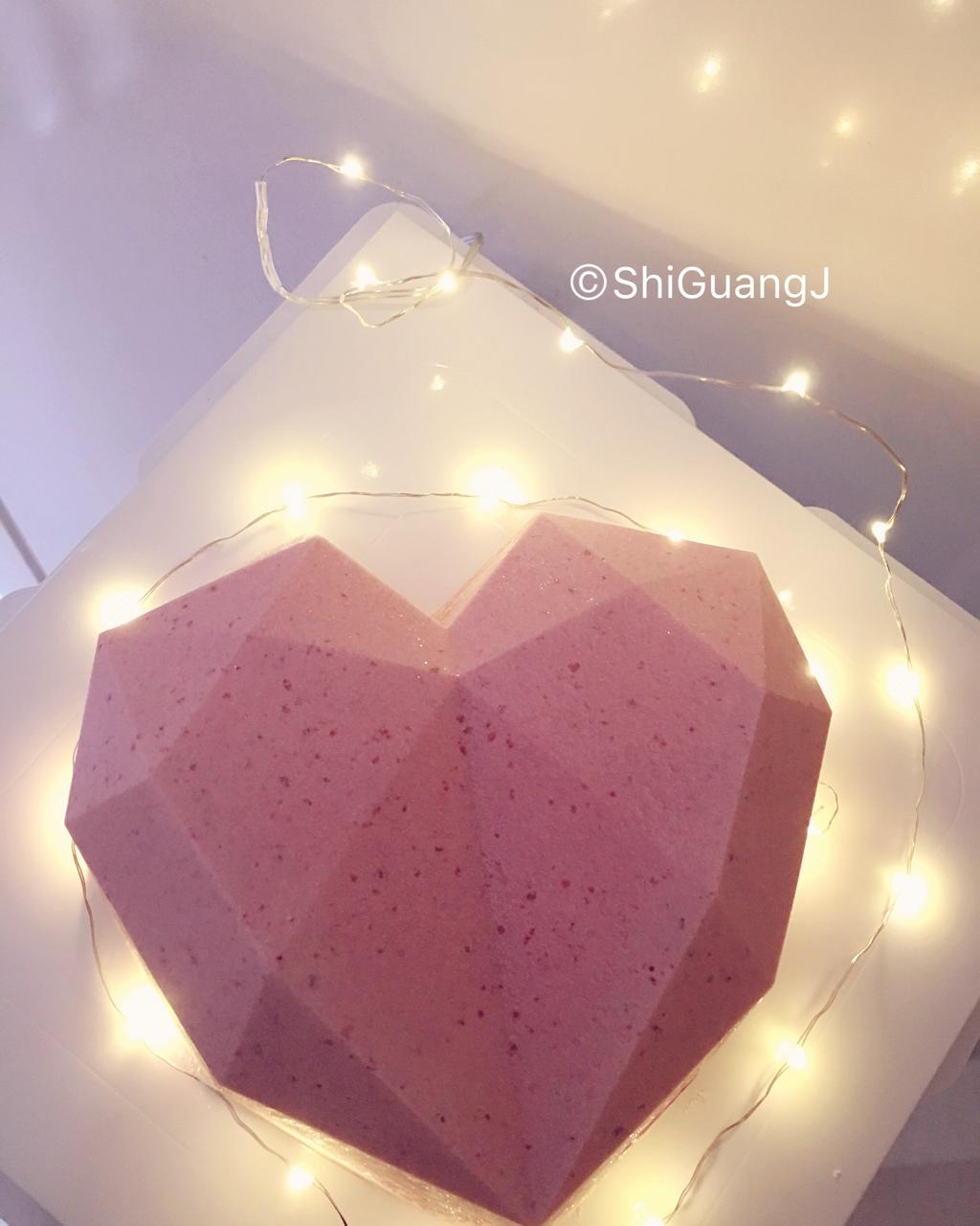 少女❤3D钻石心形覆盆子乳酪慕斯（7寸）