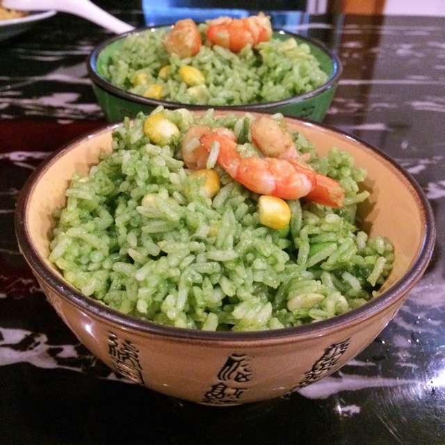 翡翠虾仁菠菜饭