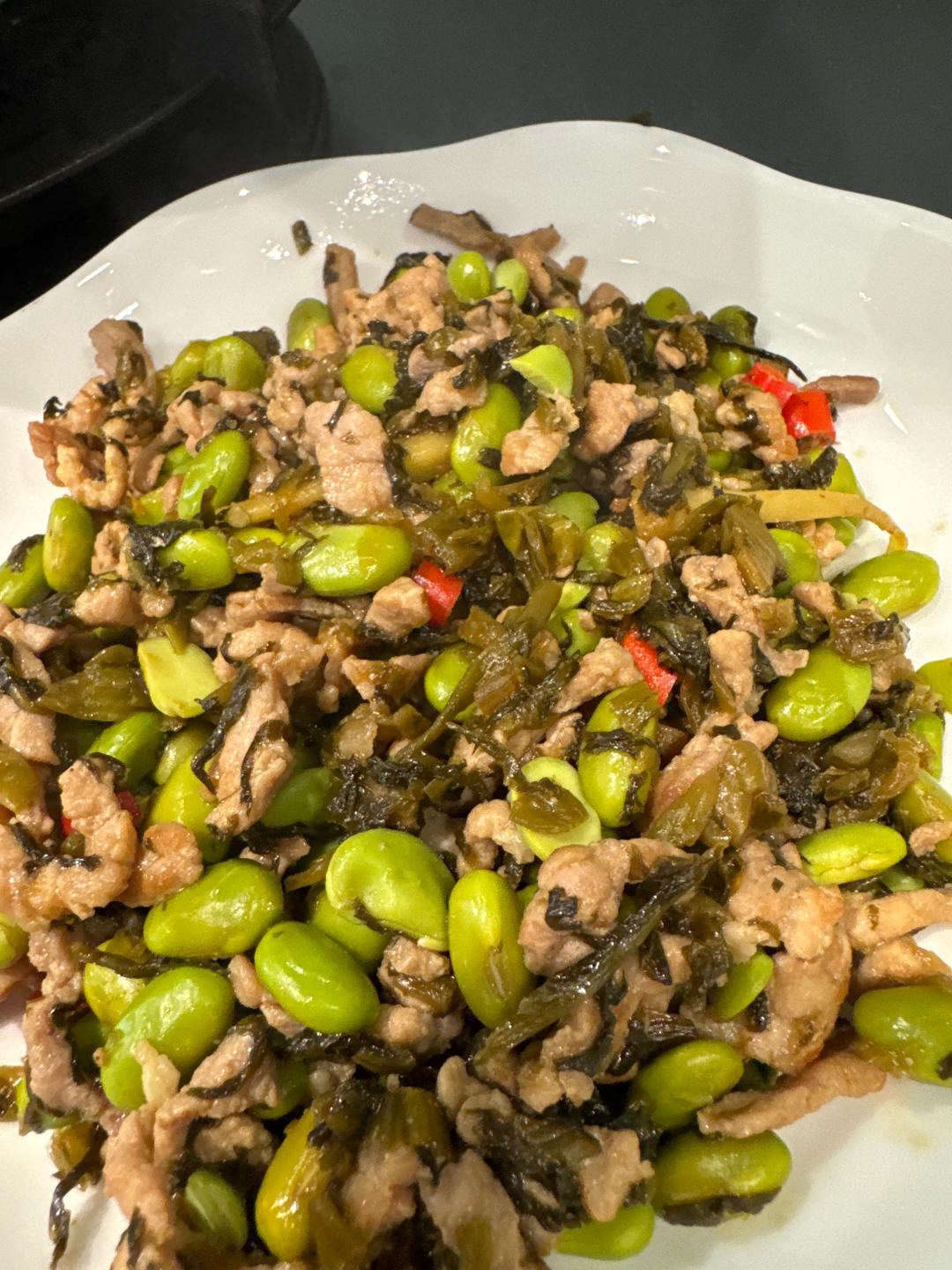 雪菜毛豆肉丝