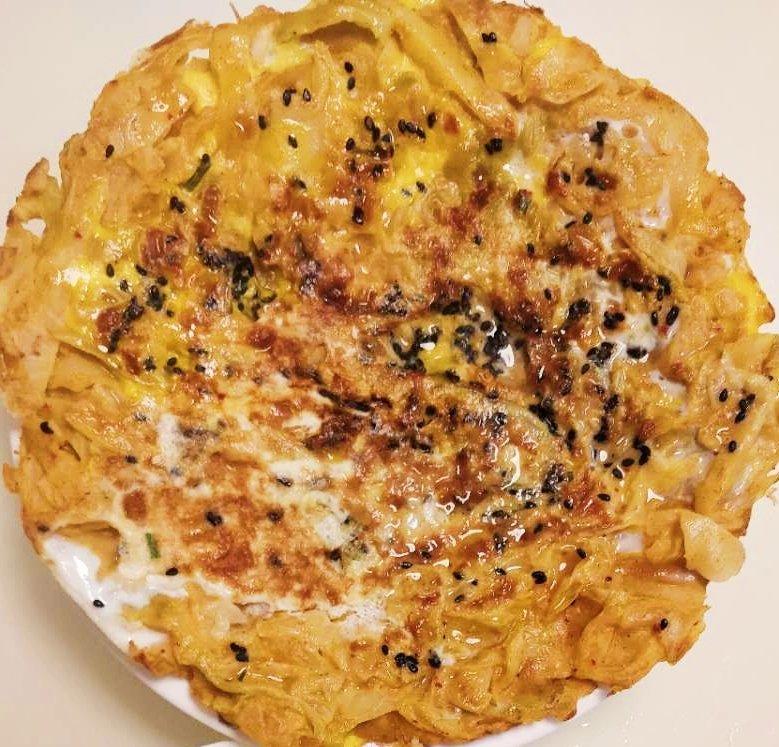 吃不够的包菜鸡蛋饼（降脂减油.低碳水营养早餐）