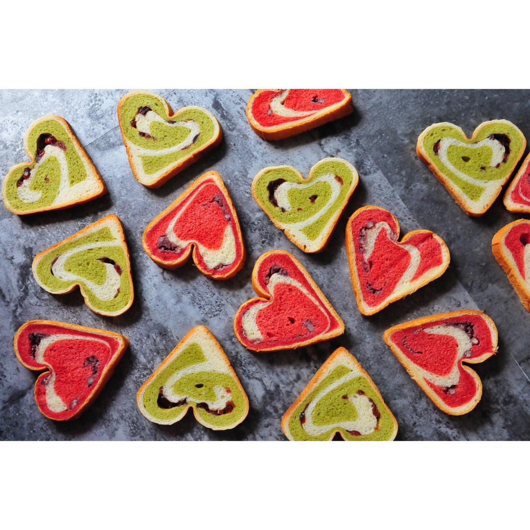 蜜豆抹茶心形吐司