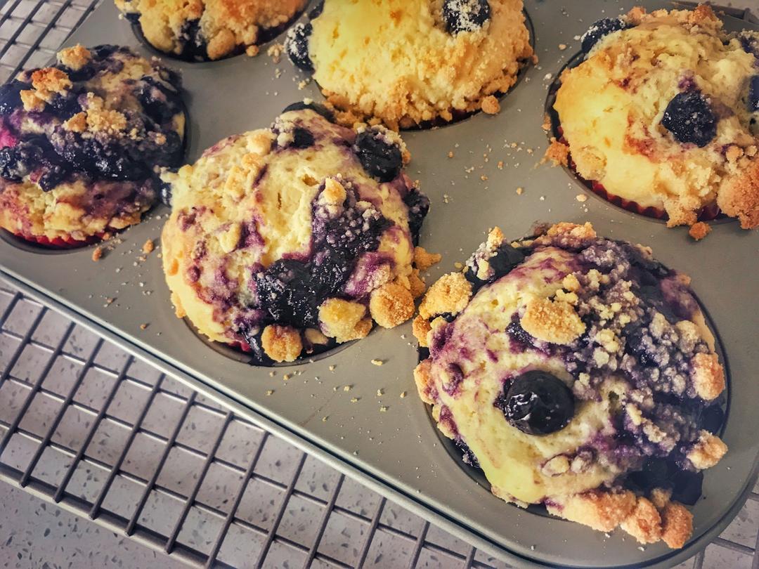 3q念念做的酥粒蓝莓果酱麦芬