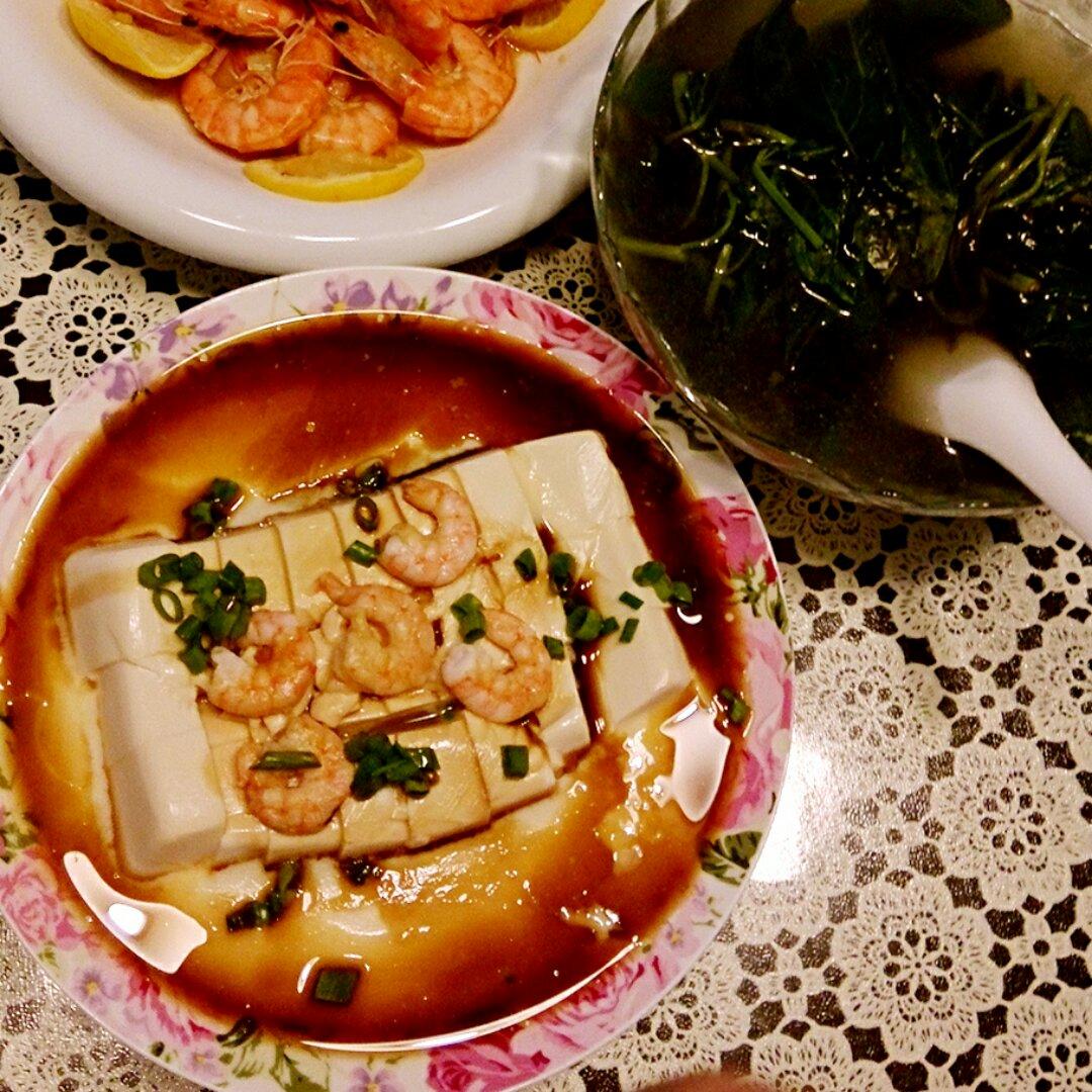 虾仁豆腐蒸水蛋