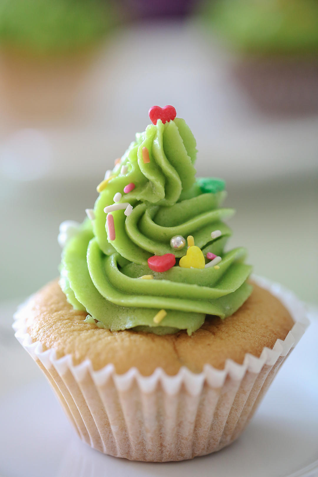 莉莉菲做的抹茶奶油圣诞树杯子海绵蛋糕