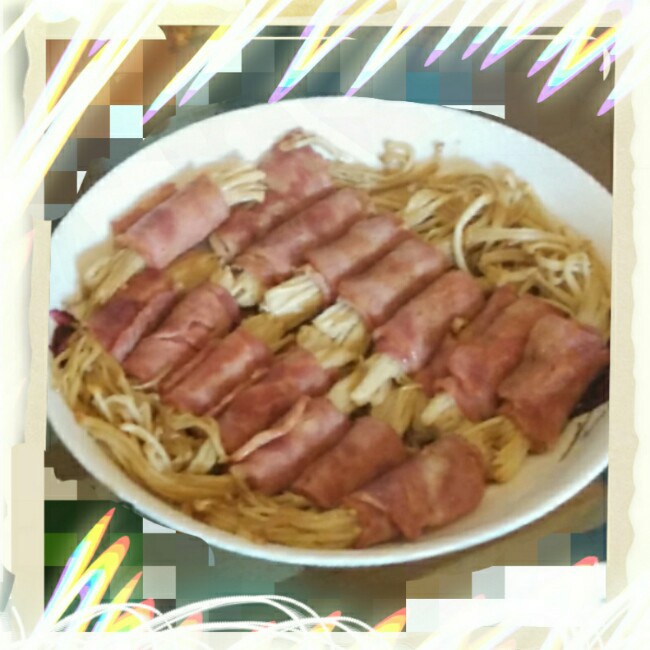 香煎培根金针菇卷