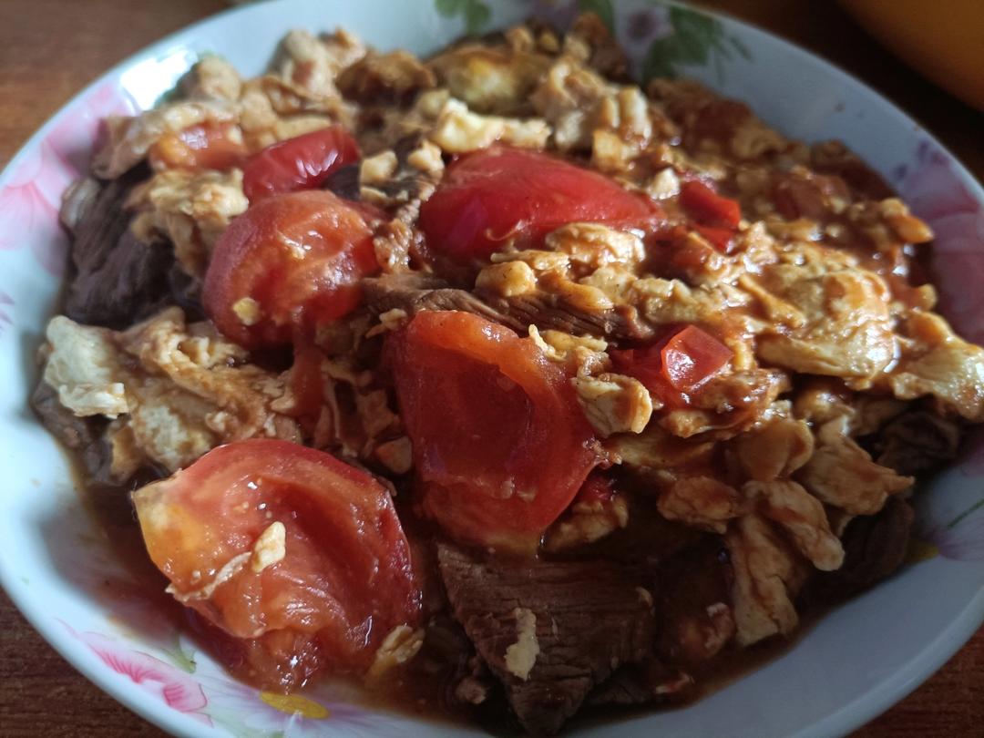番茄鸡蛋滑牛肉