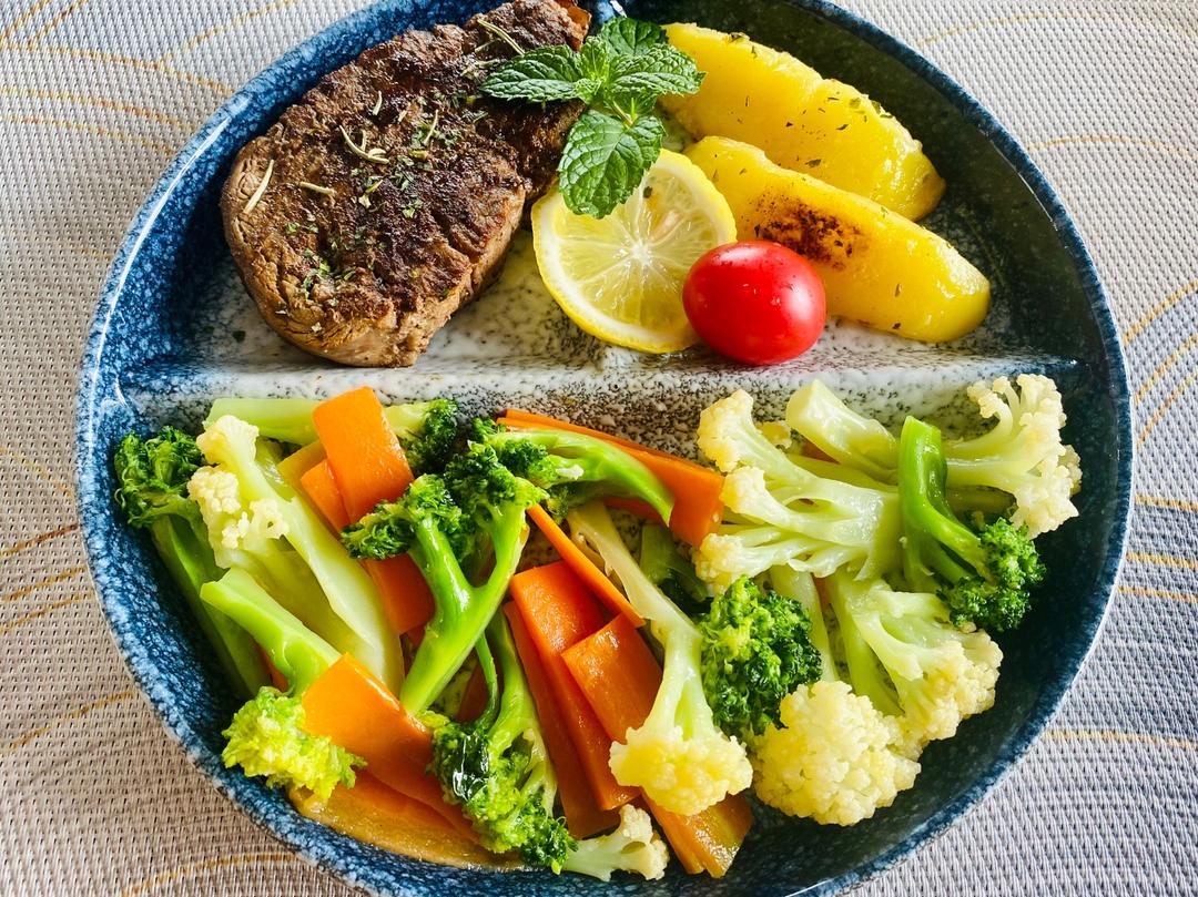 20分钟快手减脂餐一人食空气炸锅版牛排