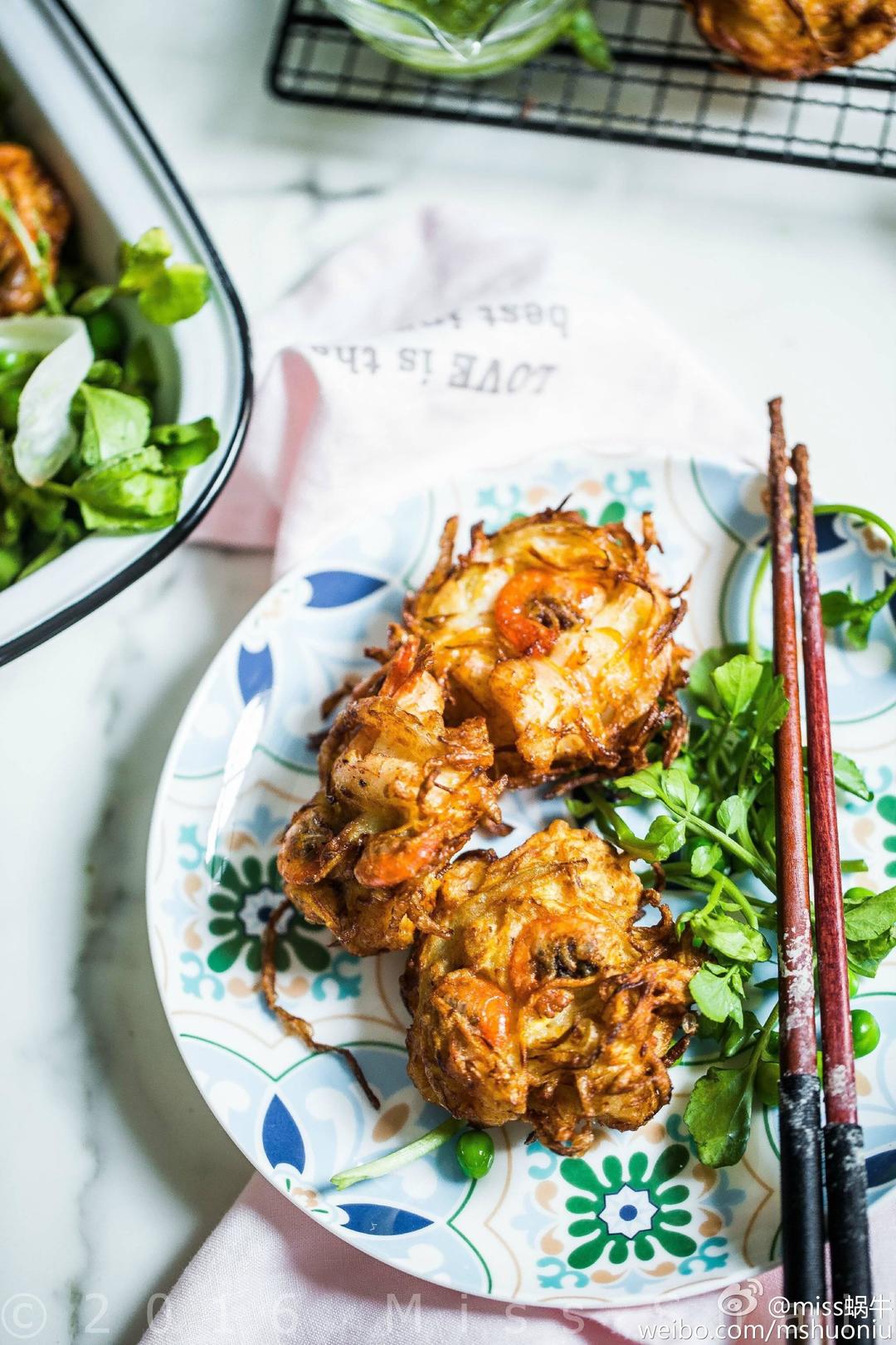 鲜虾红薯饼.Prawn and sweet potato cakes.的做法 步骤8