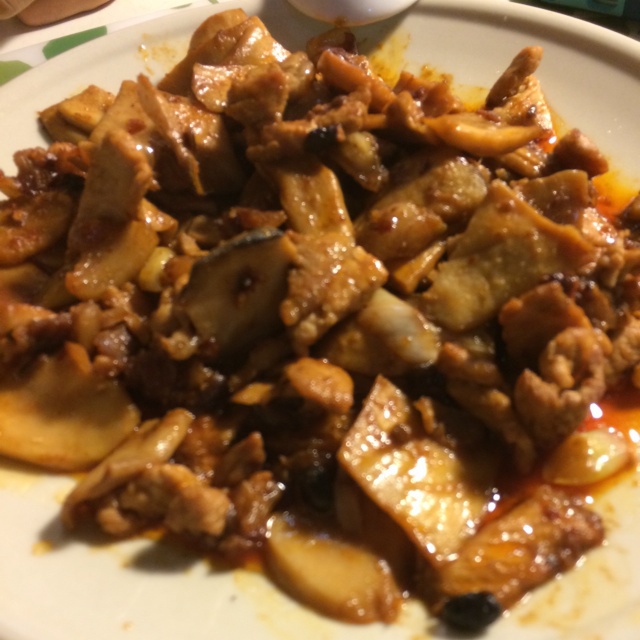 五花肉爆炒杏鲍菇