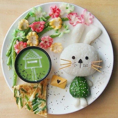 小兔水玉蝴蝶结便当