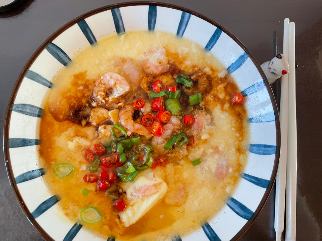超嫩滑的「虾仁豆腐水蒸蛋」
