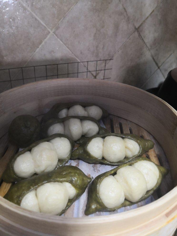 卡通造型可爱豌豆荚馒头