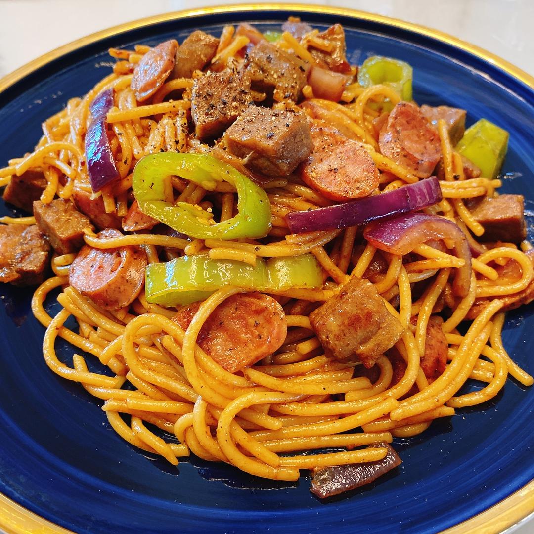 黑椒牛肉意面（牛排版）