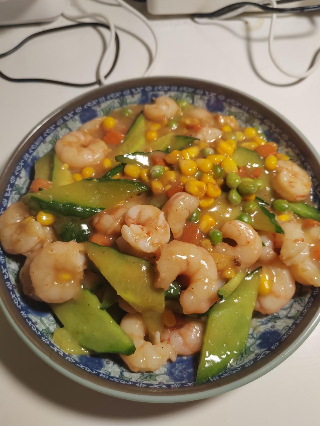 鲜抽黄瓜虾仁