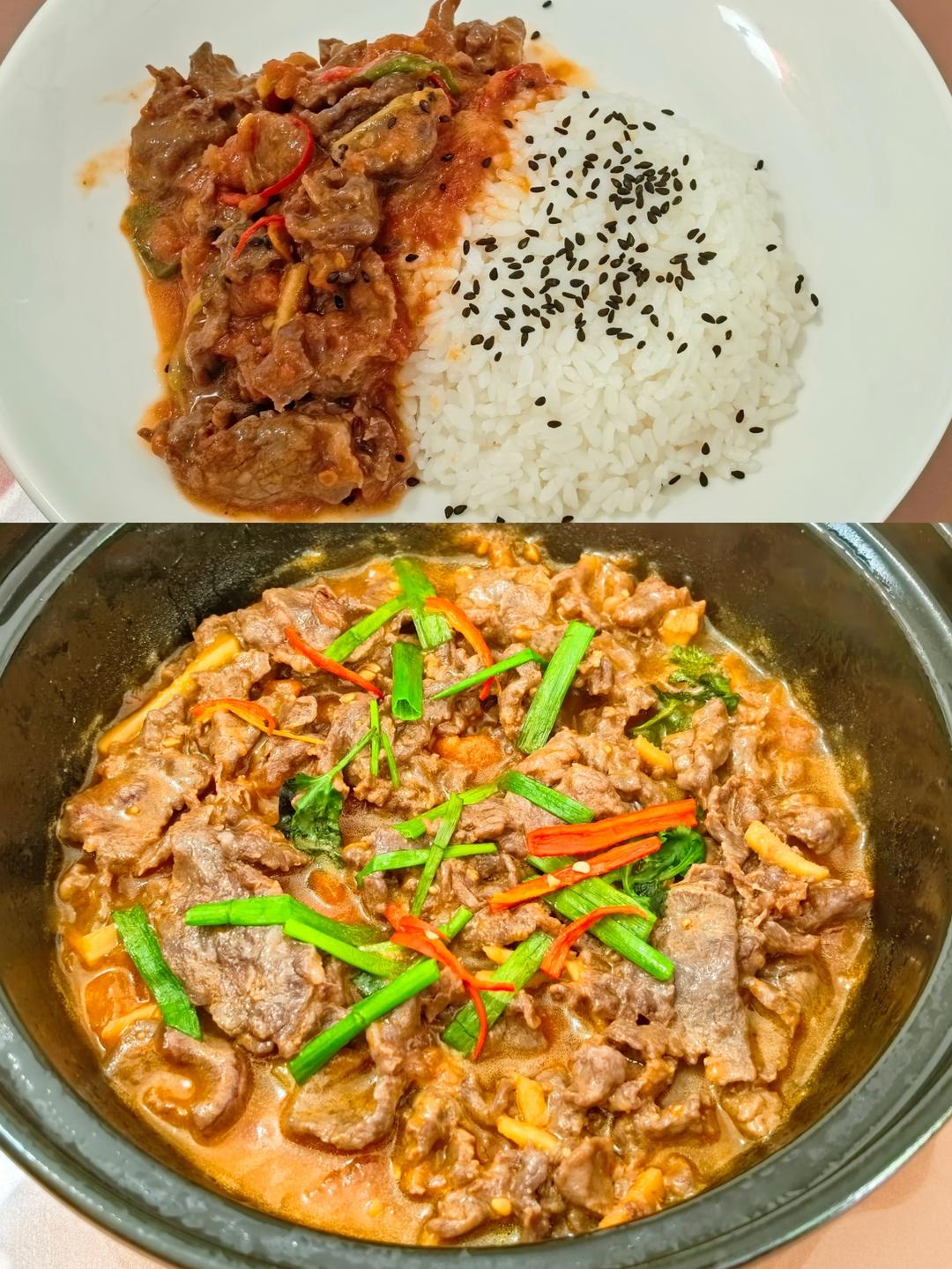 牛肉蕃茄煲(砂锅)+盖浇饭