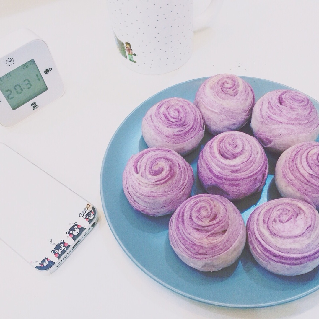 蛋黄酥~紫薯、抹茶、原味~花好月圆，中秋快乐~内附一次做六色蛋黄酥方法~