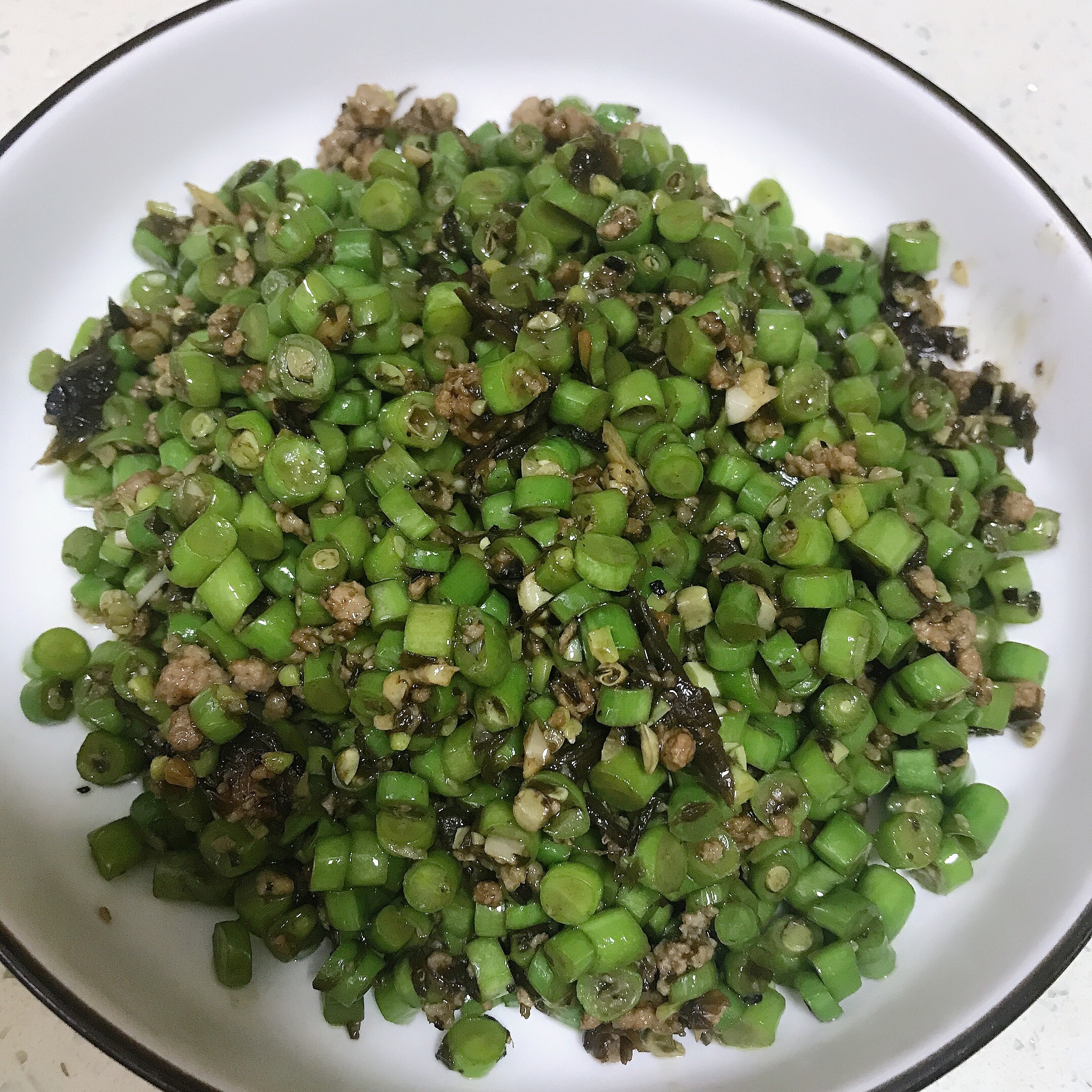 超下饭家常菜—榄菜豆角肉沫的做法 步骤6