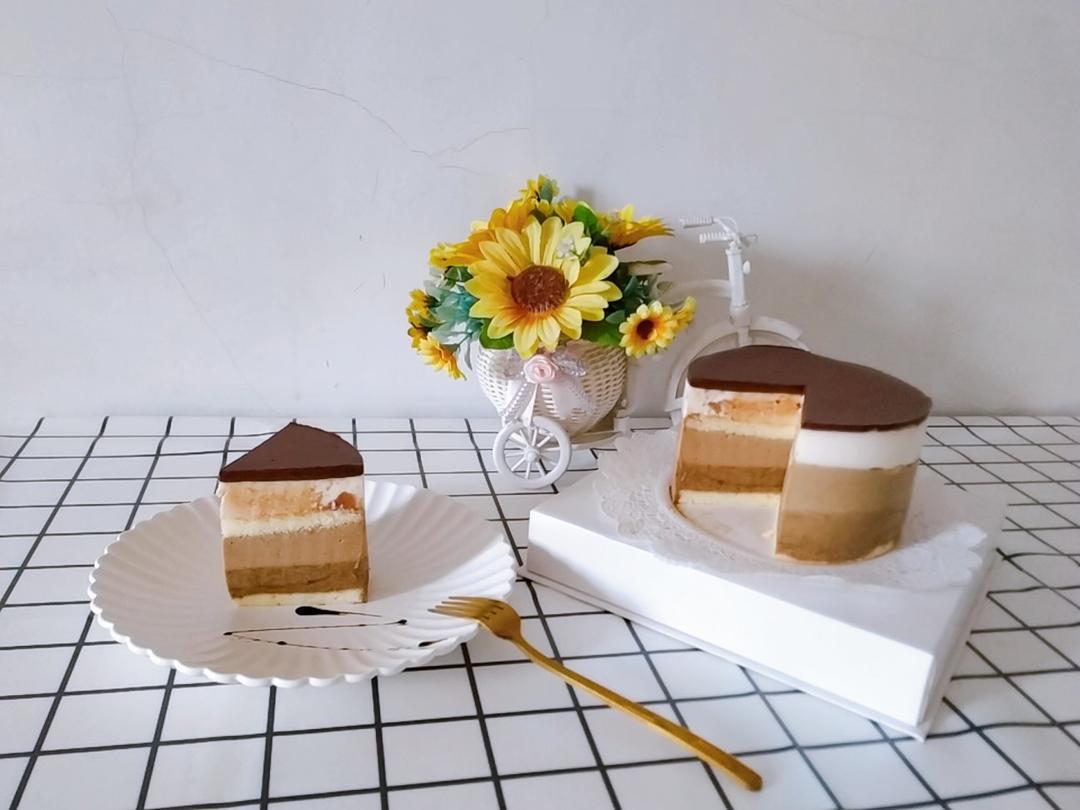 渐变咖啡慕斯配马斯卡彭冻芝士（附白巧克力淋面配方）