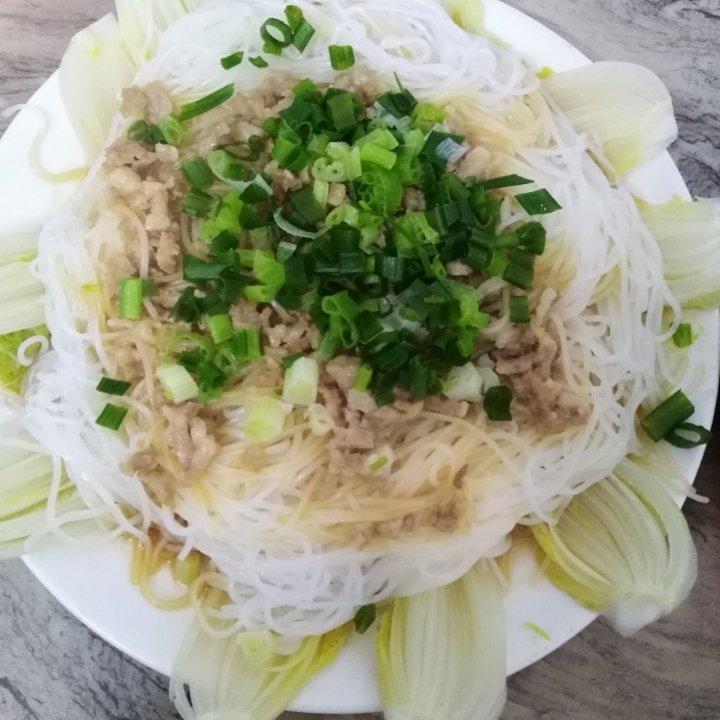 腊肠粉丝蒸娃娃菜(花开富贵)