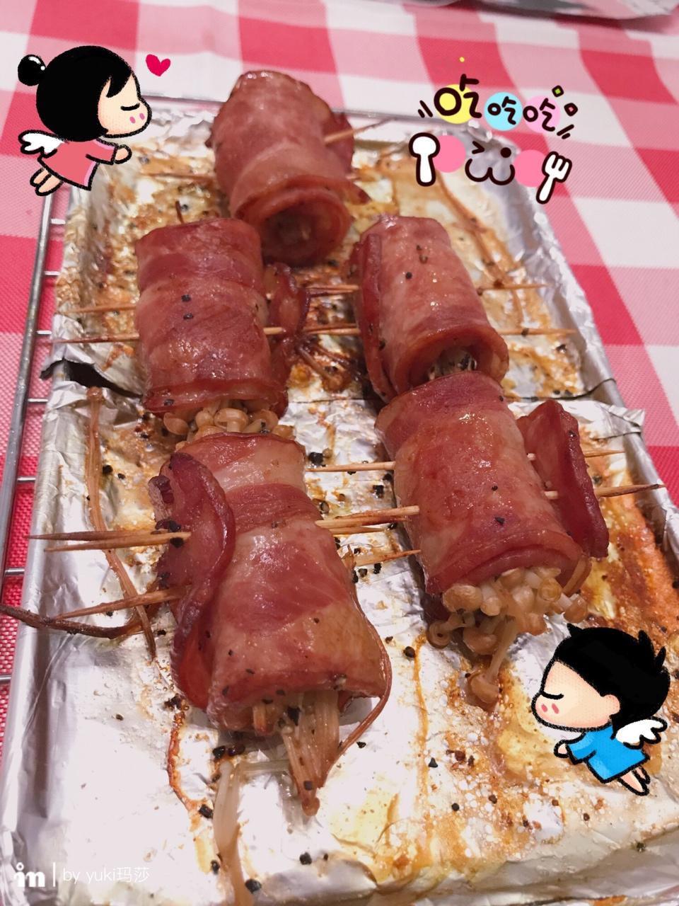 酱烤金针菇培根卷