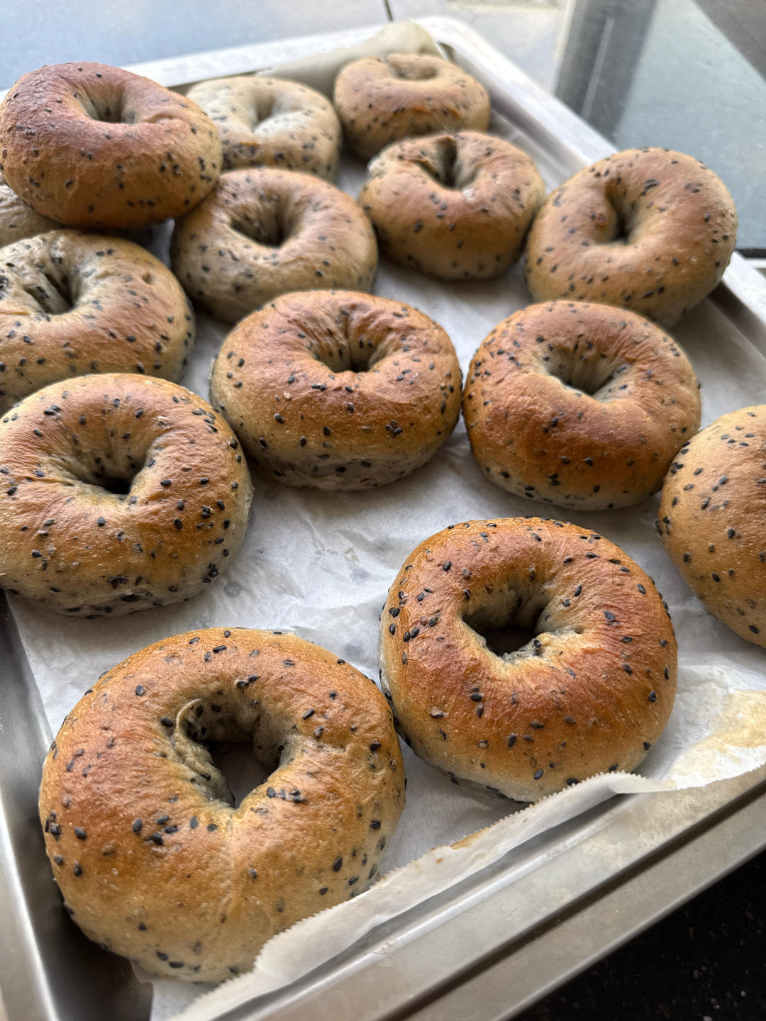 巨好用的贝果配方🔥无油低糖黑芝麻贝果