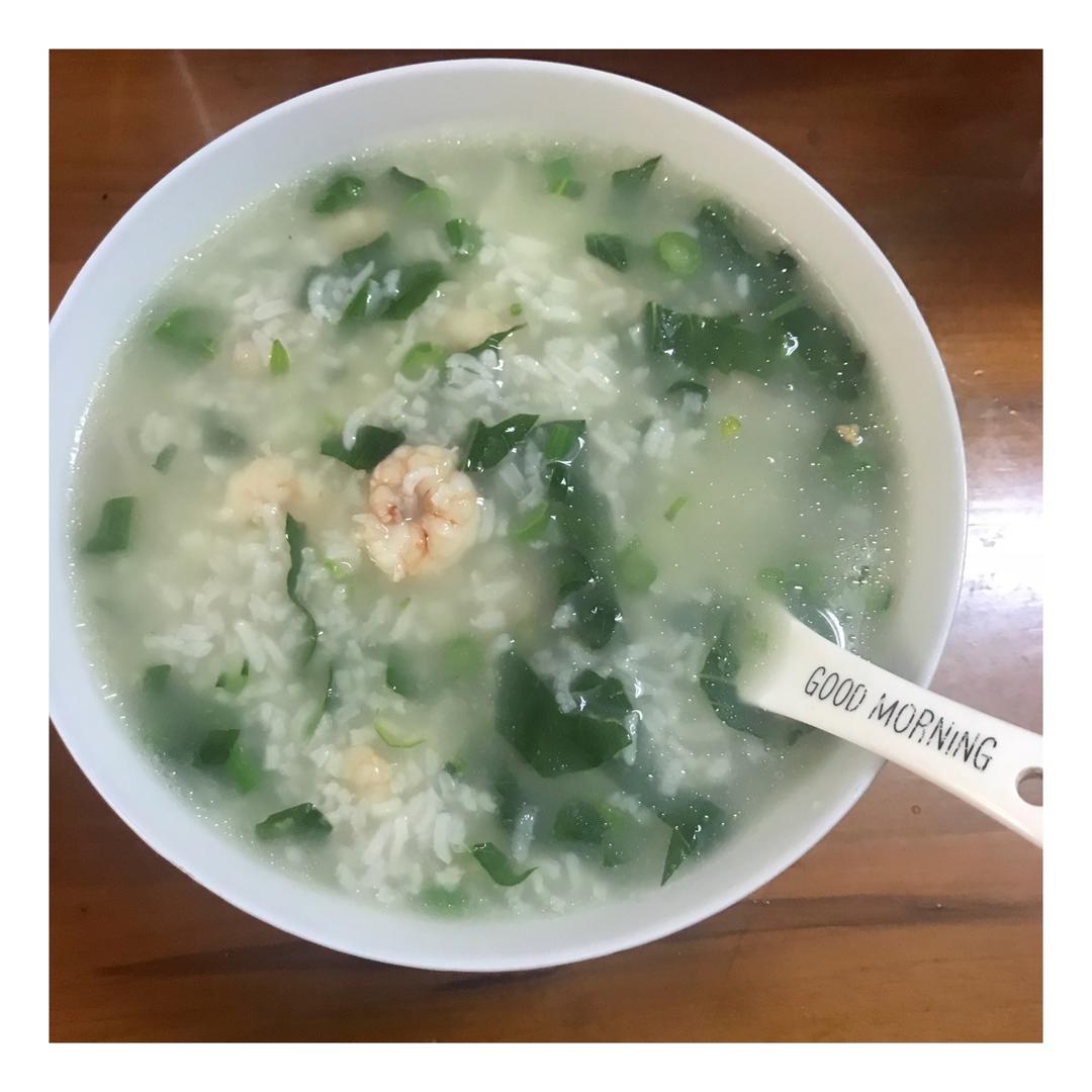 二米青菜虾仁粥