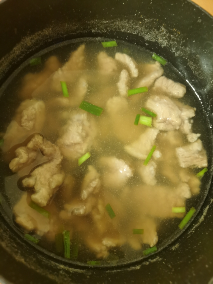 我妈那学的炝肉汤的做法