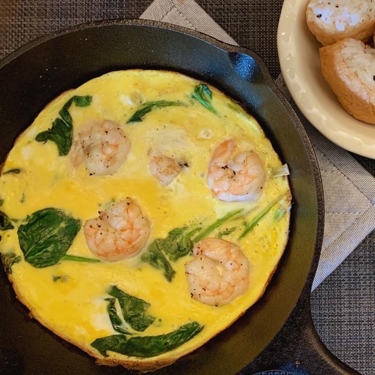 菠菜蘑菇虾仁烘蛋