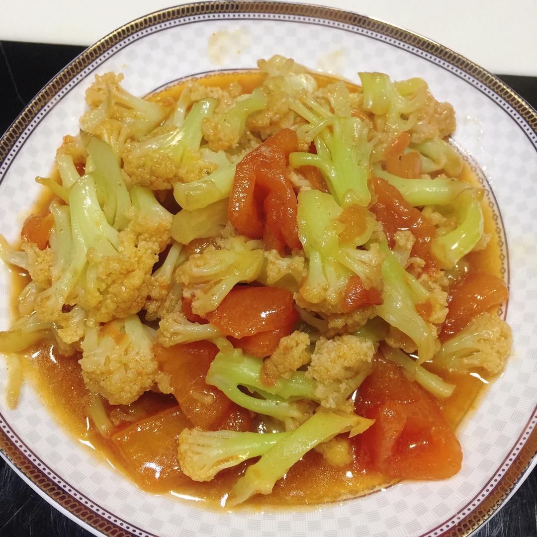 有机花菜炒西红柿