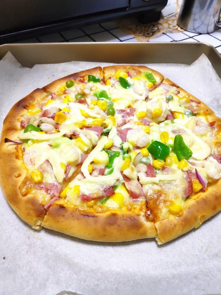 鲜虾🍤培根披萨🍕“内附敲好吃的饼皮做法”