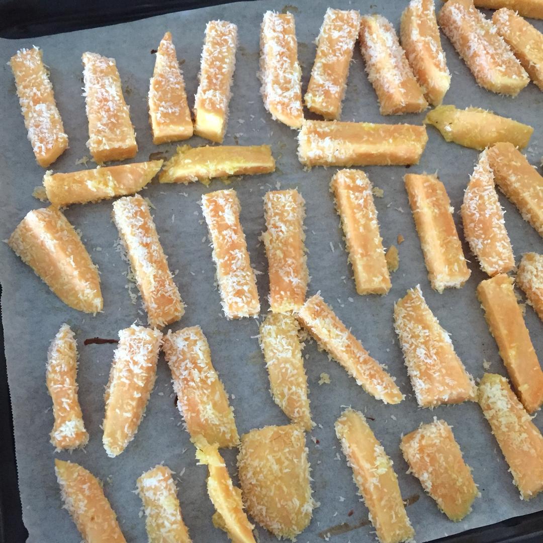 椰蓉烤红薯条（健康夜宵）