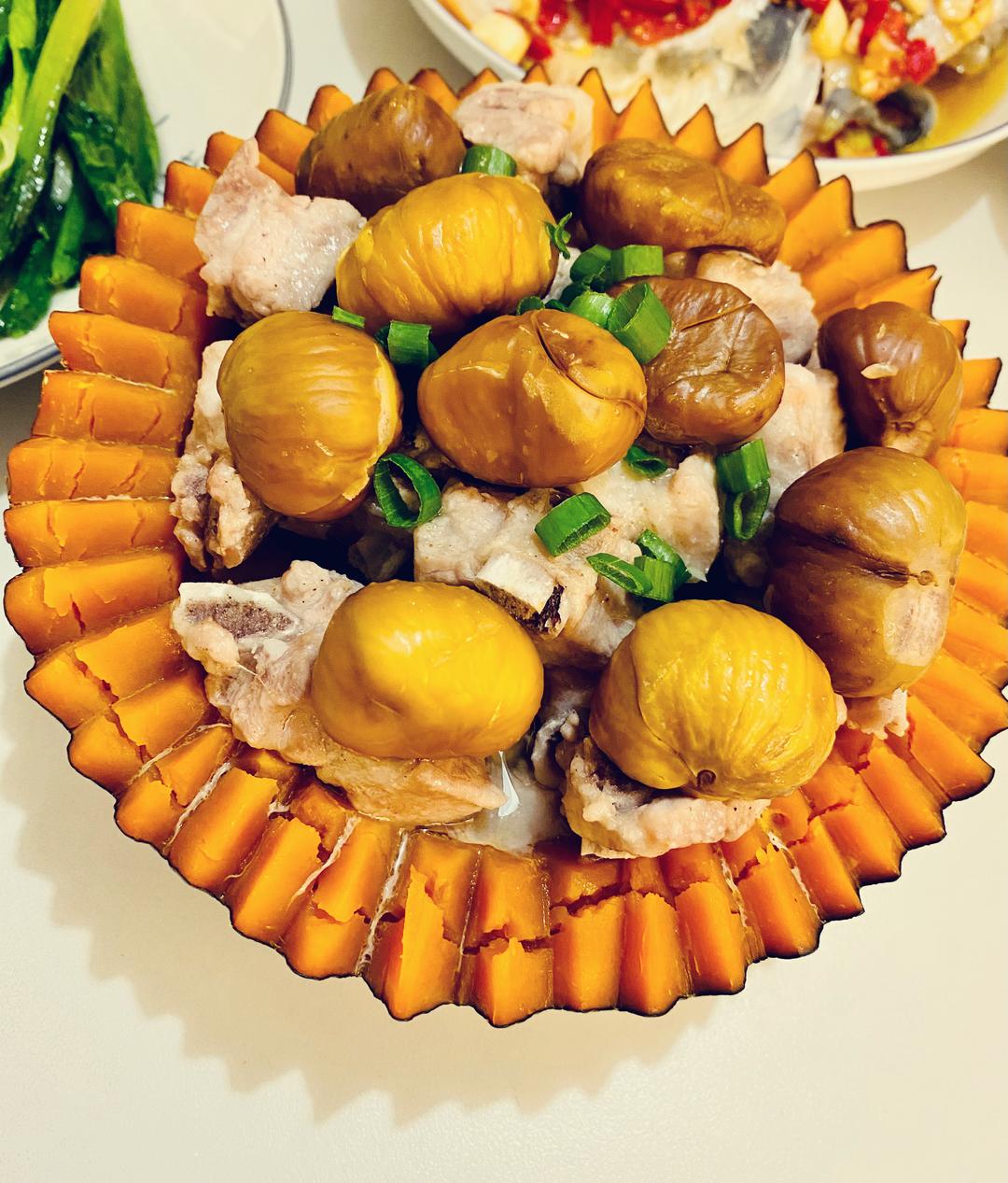 排骨板栗蒸南瓜的做法