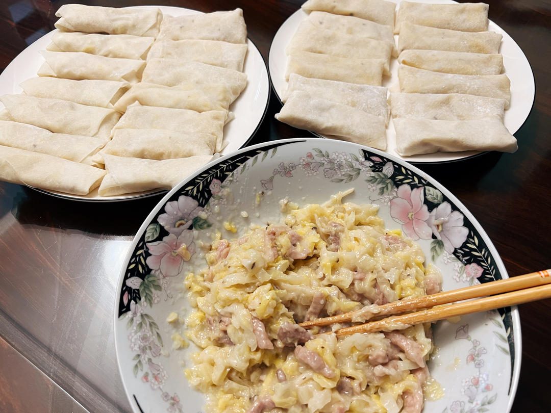 黄芽菜肉丝春卷