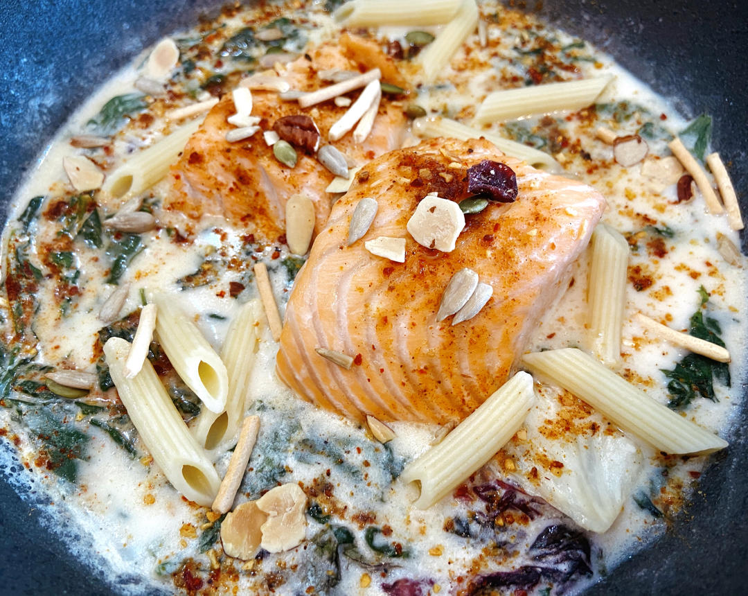 Brunch&一人食｜低卡版奶油菠菜三文鱼｜Creamy Salmon✨