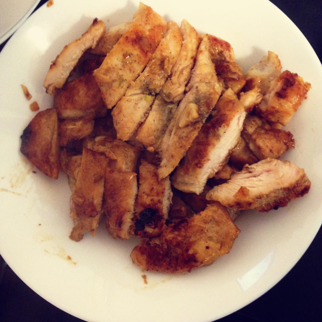 墨茶做的酷炫屌炸天好吃的煎鸡胸肉(香蒜蜂蜜煎鸡胸肉)