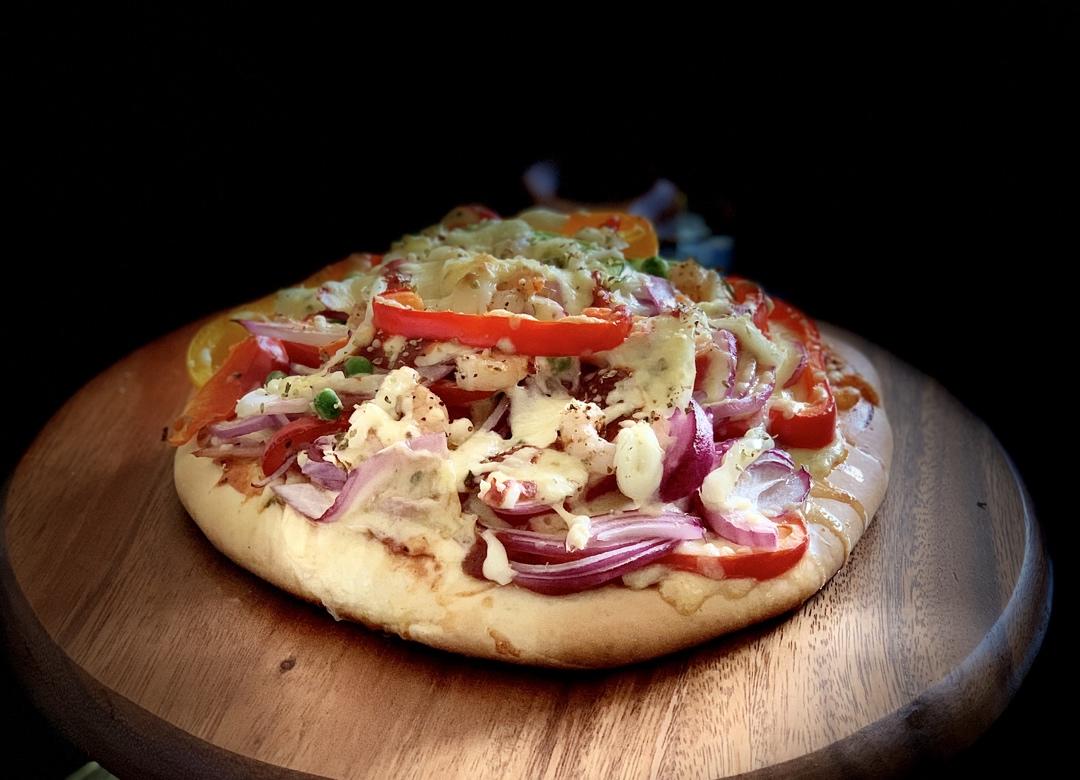 鲜虾🍤培根披萨🍕“内附敲好吃的饼皮做法”