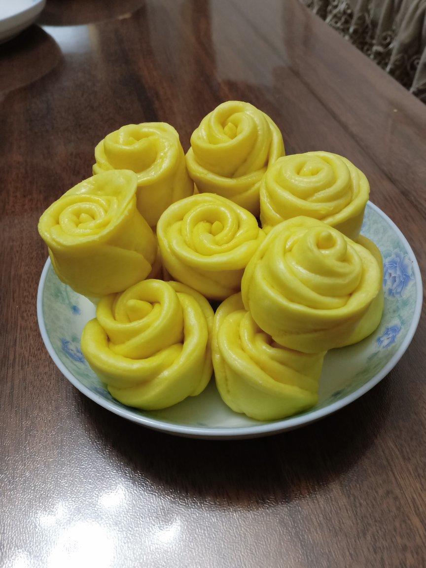 南瓜玫瑰馒头（一次发酵法）
