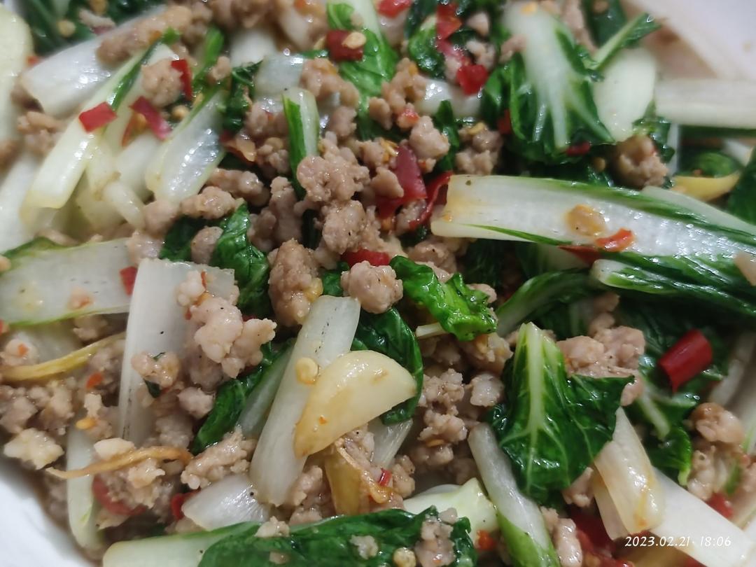 上班带饭菜-肉末小白菜