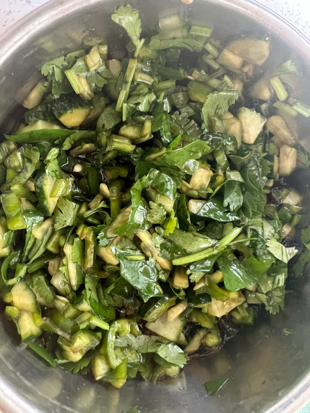 香菜末咸菜，简单