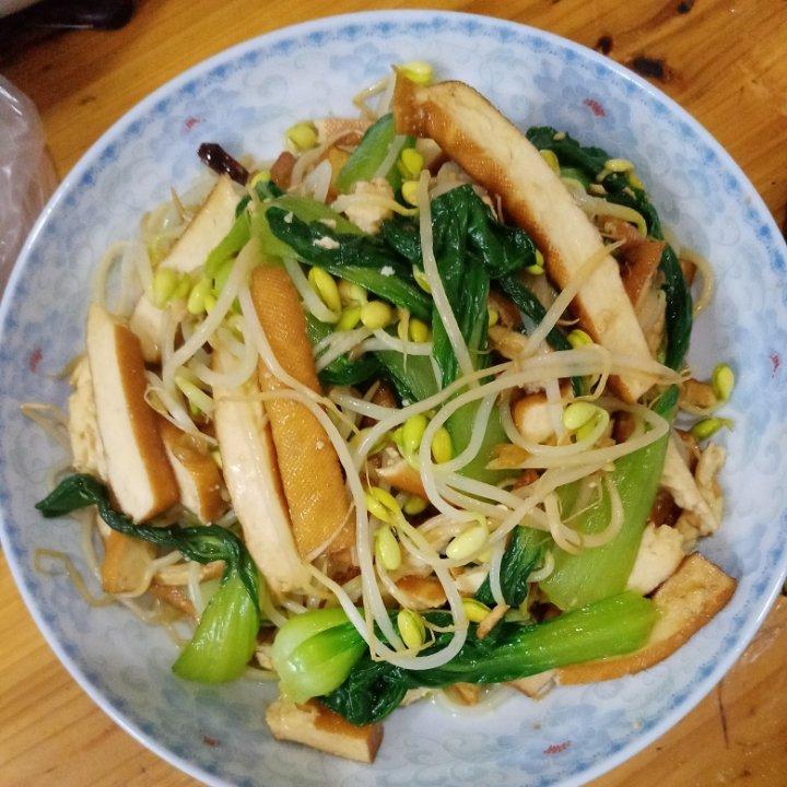 安静的听着做的豆干炒豆芽家常小菜
