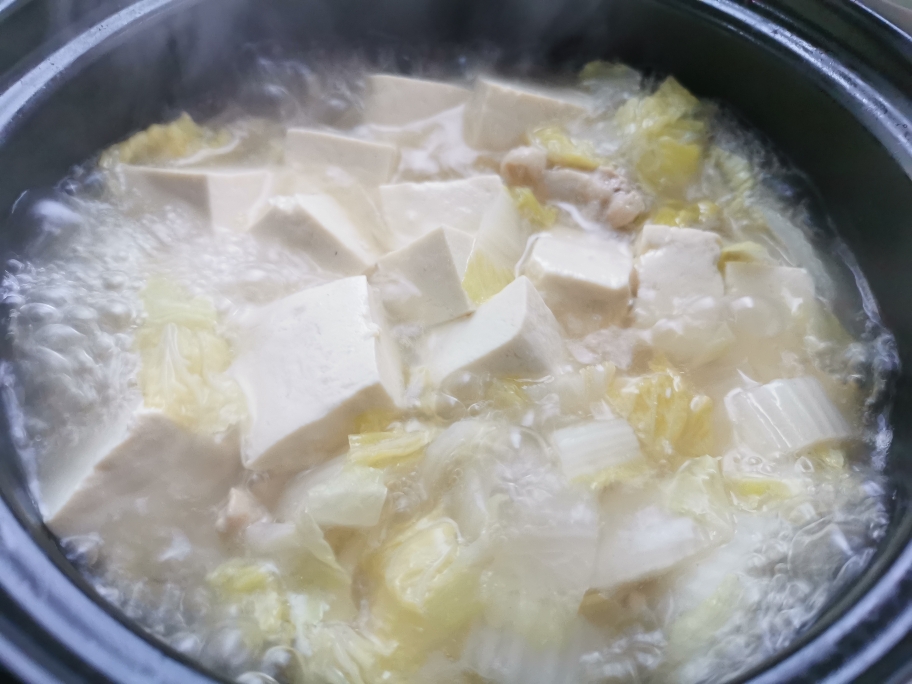 减脂晚餐—白菜豆腐锅（内附超鲜美汤底）的做法